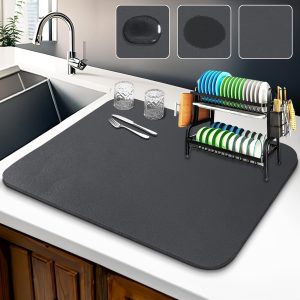 Silicone Dish Drying Mat for Kitchen | Water Absorbent Mat | Kitchen Mat for Wet Utensils | Dish Drying Mat | Water Absorbent mats for Kitchen Items (40 x 60 CM)